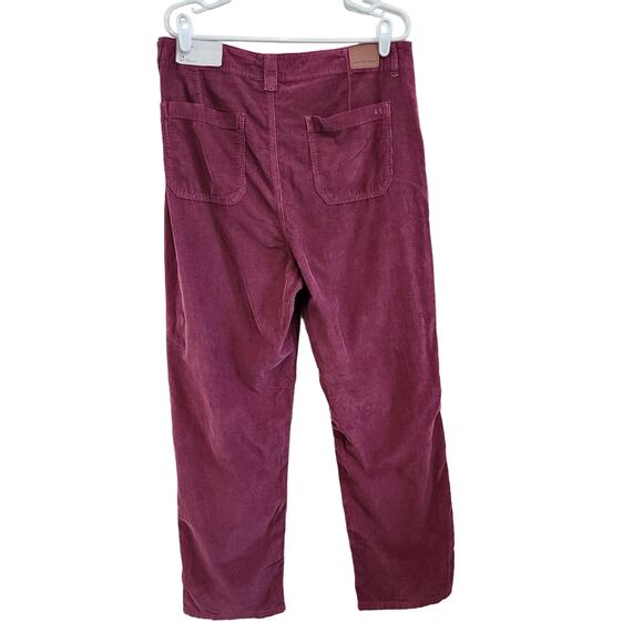 American Eagle Burgundy Baggy Mom Pants Curdoroy Textured Cotton Size 14 Short - Picture 2 of 13